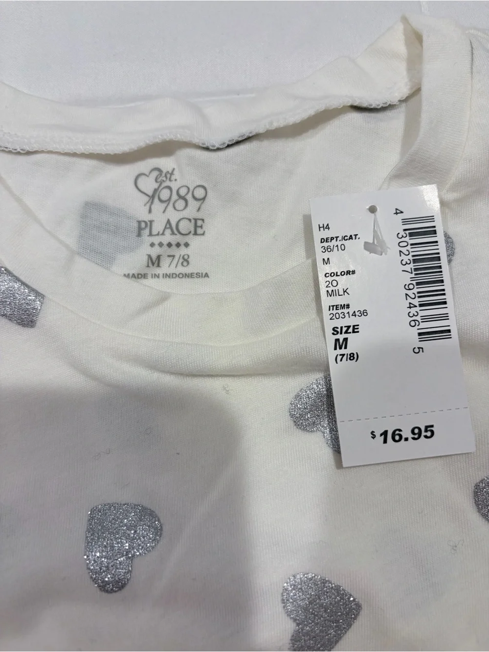 The Children's Place Cream Long-Sleeve Top with Silver Hearts